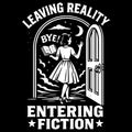 Leaving Reality Entering Fiction Book Lover Reading Escape Fantasy Illustration Aesthetic Design Royalty Free Stock Photo