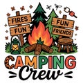 Fires Fun Friends Camping Crew Outdoor Nature Campfire Adventure Illustration Design Royalty Free Stock Photo