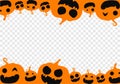 Halloween Transparent Frame with Jack-O-Lantern Pumpkin Borders at Top and Bottom Royalty Free Stock Photo