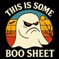 THIS IS SOME BOO SHEET funny halloween ghost illustration with sarcastic spooky wordplay Royalty Free Stock Photo