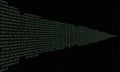 Digital binary code stream flowing from left to right on black background, data processing Royalty Free Stock Photo