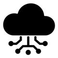 Cloud computing technology black silhouette clipart with circuit Royalty Free Stock Photo