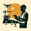 Construction Engineer Using Tablet Illustration Royalty Free Stock Photo