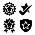 Achievement skill star icons clean flat black vector silhouette pack Royalty Free Stock Photo