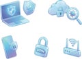 Set of internet security and vpn icons Royalty Free Stock Photo