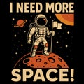 I NEED MORE SPACE astronaut illustration with planets sci fi humor design Royalty Free Stock Photo