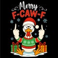 Merry F Caw F Funny Chicken Christmas Design Holiday Farm Humor Winter Celebration Art Royalty Free Stock Photo