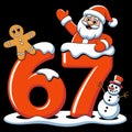 67 Birthday Christmas Santa Snowman Funny Winter Holiday Celebration Design Royalty Free Stock Photo