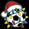 Christmas Soccer Ball Wrapped in Holiday Lights Festive Sports Design Royalty Free Stock Photo