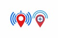 GPS navigation icons with location pin and compass - Set of map pointer markers for tracking and direction Royalty Free Stock Photo