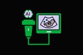 AI ultrasound machine illustration for prenatal care - Smart medical technology showing fetus on monitor Royalty Free Stock Photo