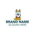 Cute Dog Logo Hand Drawn Template Design. Logo for your Business Royalty Free Stock Photo