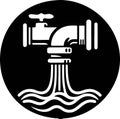 Water faucet icon showing flow from pipe into wavy water symbol Royalty Free Stock Photo