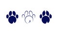 Set of Three Animal Paw Print Icons Vector Logo Design Royalty Free Stock Photo