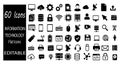 60 Information Technology Flat Icons Set for Digital, Network and Computer Systems Royalty Free Stock Photo
