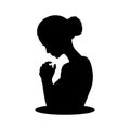 Praying woman silhouette vector representing spirituality, faith, meditation, devotion and inner peace concepts. Royalty Free Stock Photo