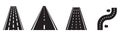 Road and highway direction icon set representing travel, transport, navigation and infrastructure concepts. Royalty Free Stock Photo