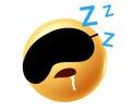 Sleeping Emoji with Black Eye Mask and Drool Royalty Free Stock Photo
