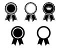 Award ribbon medal badge silhouette set representing achievement, competition, ranking and recognition concepts. Royalty Free Stock Photo