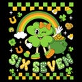 Lucky Seven St Patricks Day Cute Clover Character With Green Theme Irish Holiday Typography Design Royalty Free Stock Photo