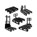 Shipping Pallet Silhouette icons on white background. Royalty Free Stock Photo