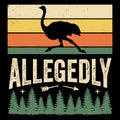 Allegedly Funny Ostrich Vintage Sunset Meme Humor Animal Design Royalty Free Stock Photo