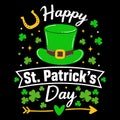 Happy St Patricks Day Lucky Clover Leprechaun Hat Irish Holiday Celebration Design Royalty Free Stock Photo