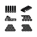 Collection of Minimal conveyor roller silhouettes on white background Royalty Free Stock Photo