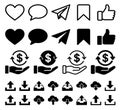 A collection of black vector icons for web and business design featuring arrows, people, car, tree, star Royalty Free Stock Photo