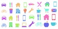 Vector set of kitchen tools and utensils icons for design and web use Royalty Free Stock Photo