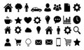 Universal Web Business Icons Set Flat Black UI Symbols for App Design Marketing Ecommerce and Technology Vector Collection Royalty Free Stock Photo