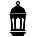 Islamic Lantern Silhouette Icon Minimal Black and White Ramadan Lantern Symbol Royalty Free Stock Photo