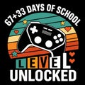 67th Day of School Level Unlocked Gamer Shirt, Funny Student Gaming Tee, Back to School Video Game T-Shirt Royalty Free Stock Photo