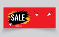 Modern sale banner with black brush stroke on red background, up to 50 percent off discount template Royalty Free Stock Photo