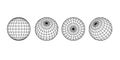 Set of black wireframe Globe spheres Royalty Free Stock Photo