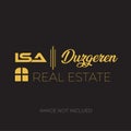 Isa modern real estate home logo with golden icon Royalty Free Stock Photo