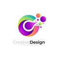 Abstract C logo with babble colorful design vector