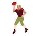 American football player. Quarterback making a pass. Vector flat illustration.
