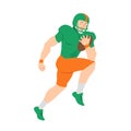 American football player. Quarterback making scramble. Vector flat illustration.