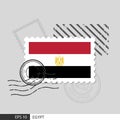 Egypt flag postage stamp. Isolated vector illustration on grey post stamp background