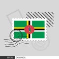 Dominica flag postage stamp. Isolated vector illustration on grey post stamp background Royalty Free Stock Photo