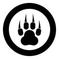 Print animal paw with claws Foot icon in circle round black color vector illustration image solid outline style Royalty Free Stock Photo