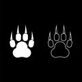 Print animal paw with claws Foot icon white color vector illustration flat style image set Royalty Free Stock Photo