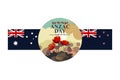April 25, `Lest We Forget`. Happy Anzac Day Vector Illustration.