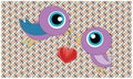 Love birds with hearts and kissing Royalty Free Stock Photo