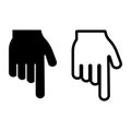 Backhand index vector icon on white background. Icon with black backhand index.