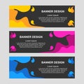 Banners Template wave yellow, pink, blue abstract black background vector Royalty Free Stock Photo