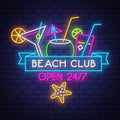 Beach Club, Neon sign lettering.