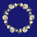 PrintBeautiful wreath of field daisies.