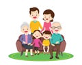 Big happy family sitting on the sofa. Grandmother